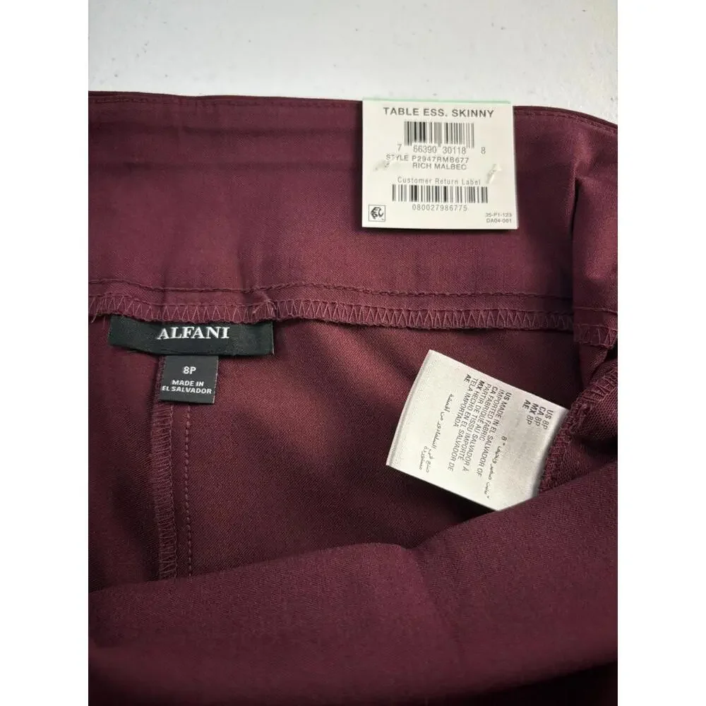 Alfani Women’s Skinny Pants 8P Rich Malbec Pull‑On Tummy‑Control NWT - Picture 3 of 6